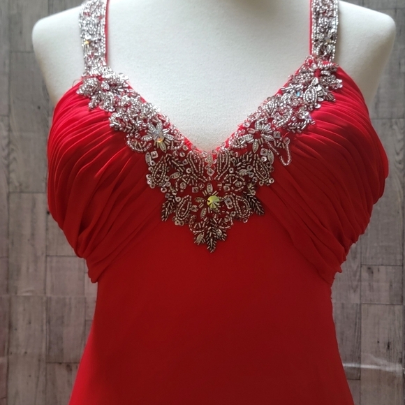 PROM wedding bridesmaid pageant full length red dress size - Picture 1 of 11